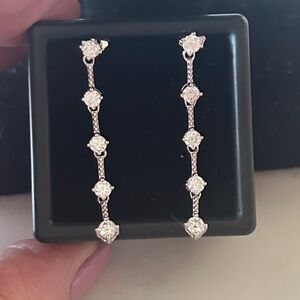 1.0 CT Moissanite Diamond 925 Sterling silver dangle‎ earrings